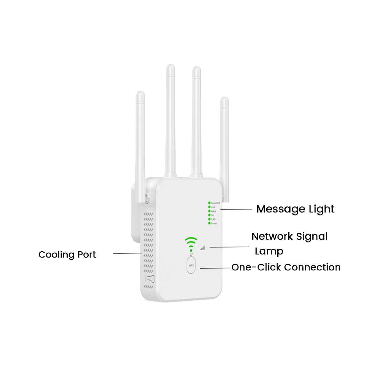 300M WiFi Repeater 24G Wireless Router Signal Booster Extender 4 Antenna Router Signal Amplifier EU Plug