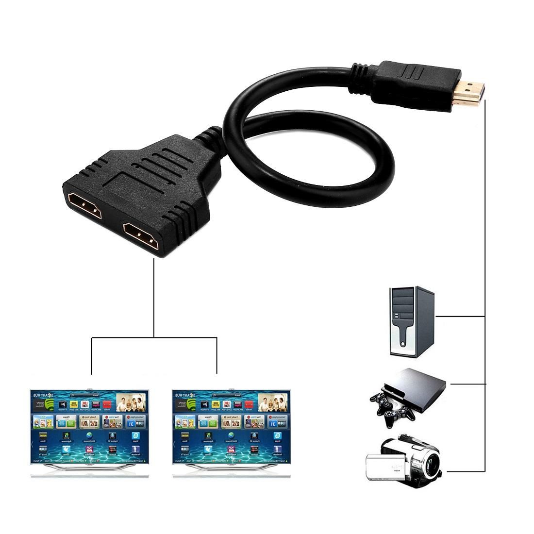 30cm 1080P HDMI Port Male To 2 Female 1 In 2 Out Splitter