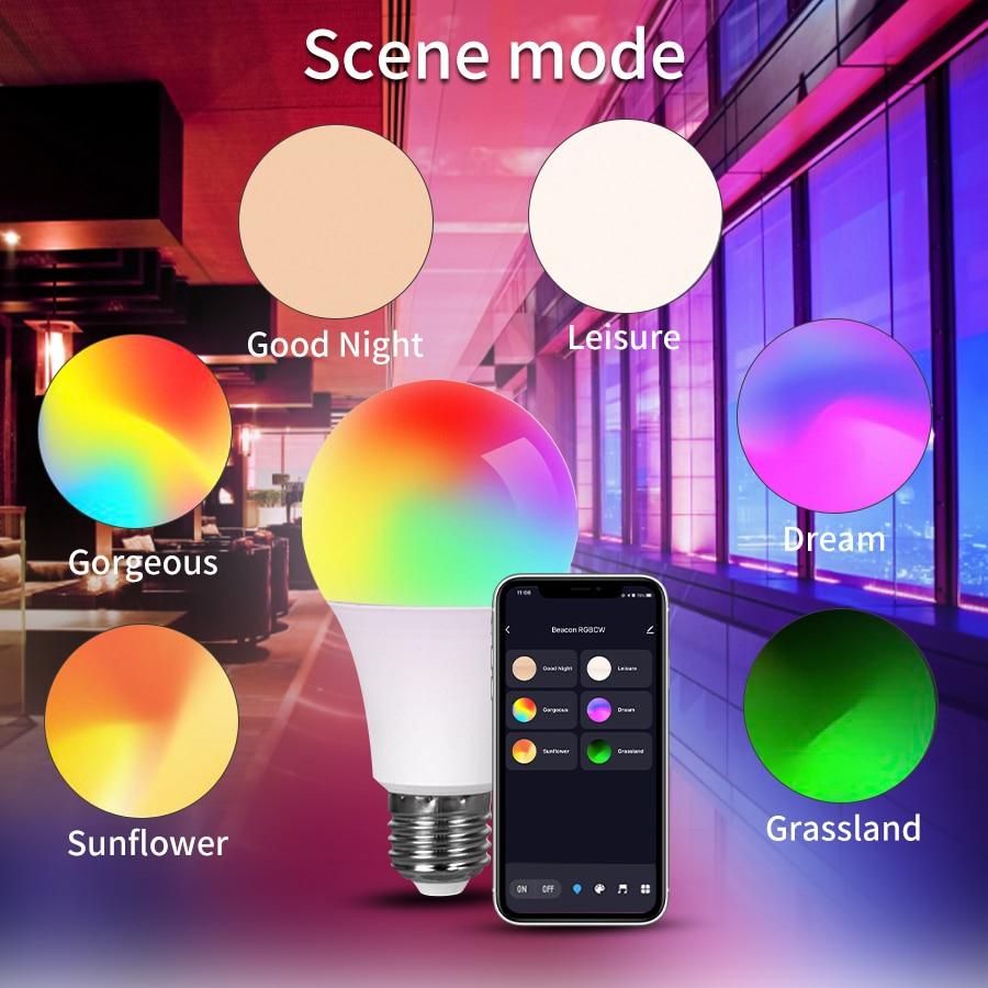 Tuya Smart Led Bulb E27 Smart Light Bluetooth RGB Lamp White Dimmable APP Control 110V 220V Bedroom Room Decoration Party Lights