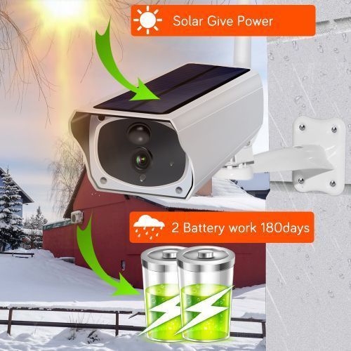 3MP Solar WiFi IR Bulllet IP Camera Outdoor IR Night Vision PIR Alarm CCTV Battery Wifi Camera
