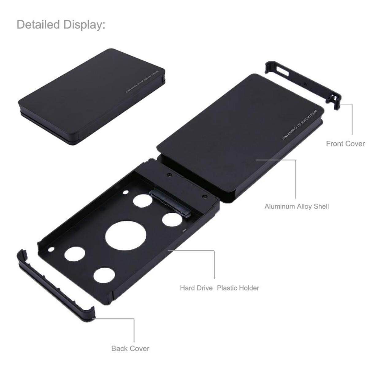 4TB USB 3.0 SATA External 2.5" HD HDD SSD Hard Drive Enclosure Disk Shell Box Black