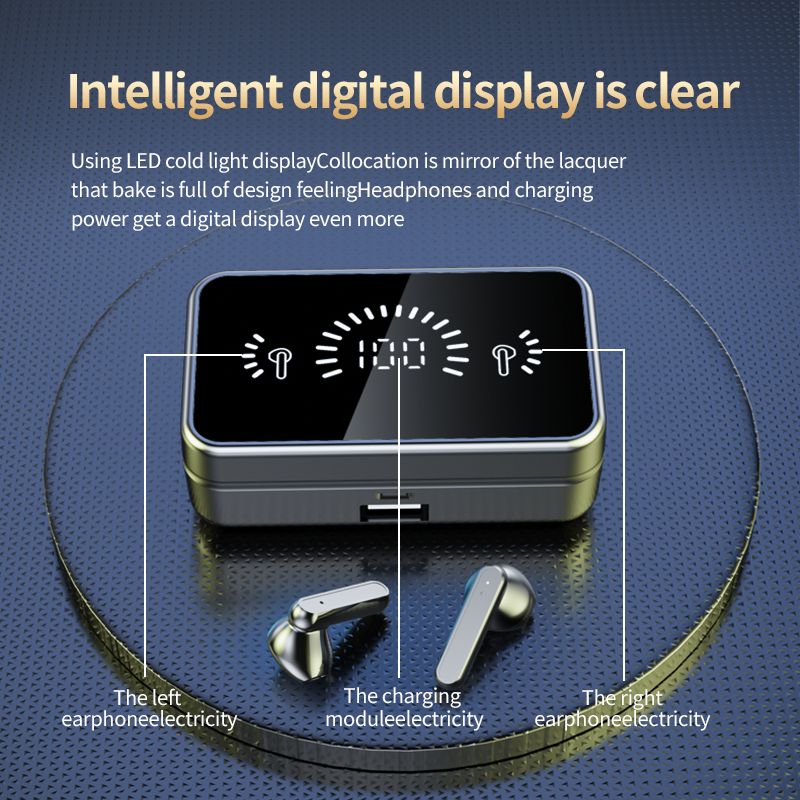 Wireless Bluetooth 5.2 Earphone Touch LED Stereo Audio