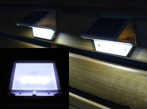 Outdoor Solar Powered 4-LED Lights Pathway Up-Stair Wall Mounted Garden Fence Lamp