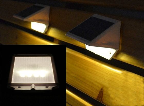 Outdoor Solar Powered 4-LED Lights Pathway Up-Stair Wall Mounted Garden Fence Lamp
