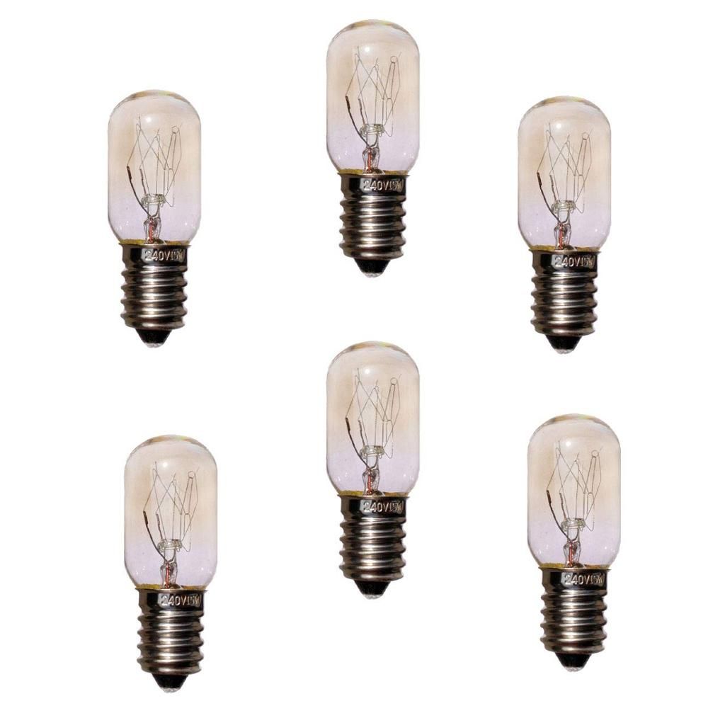 6PCS 220V 15W E14 Refrigerator Light Bulbs Cooker Tungsten Filament Lamp Bulbs Salt Lights