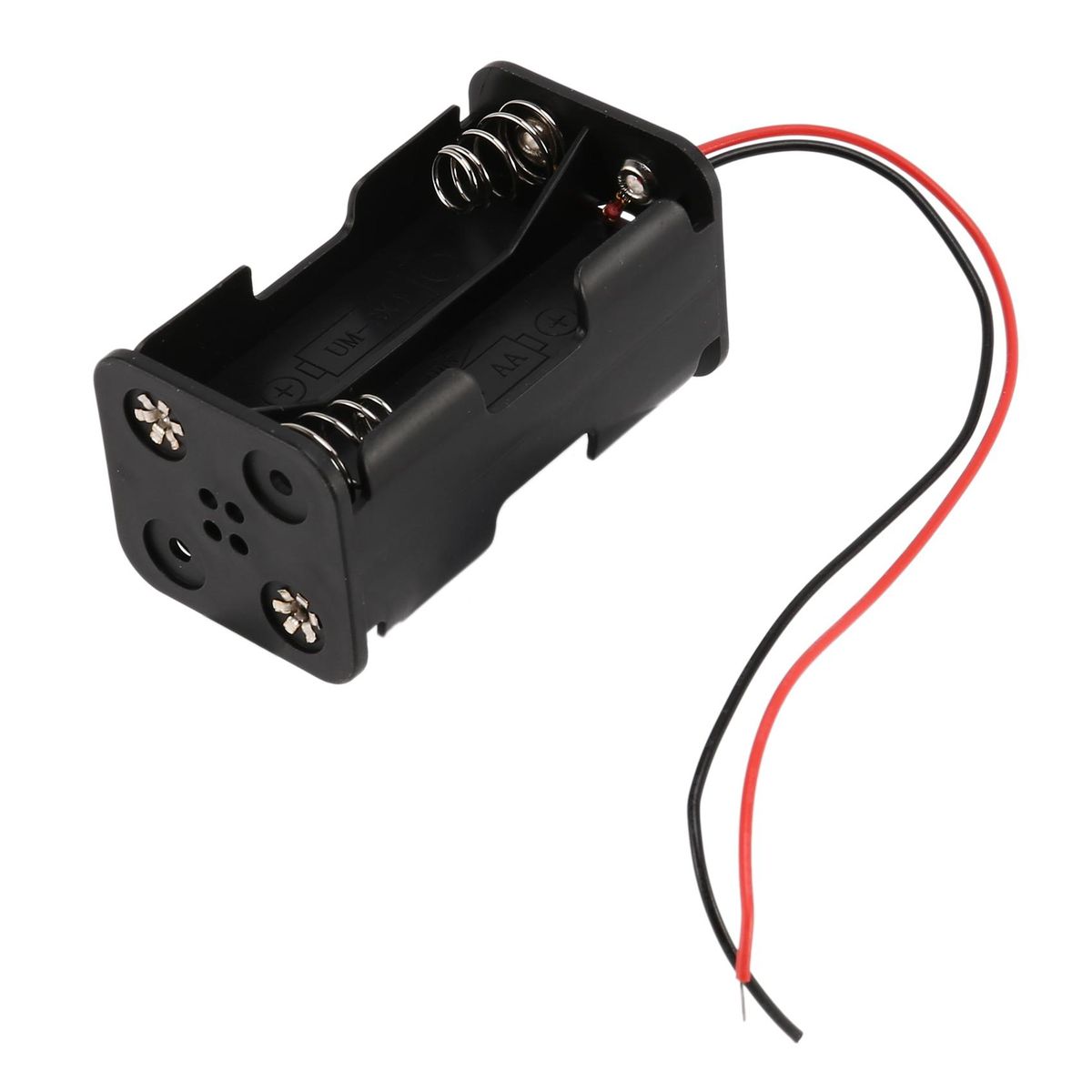 Black Tow Layers 4 x 1.5V AA Battery Holder Case Box w Wire
