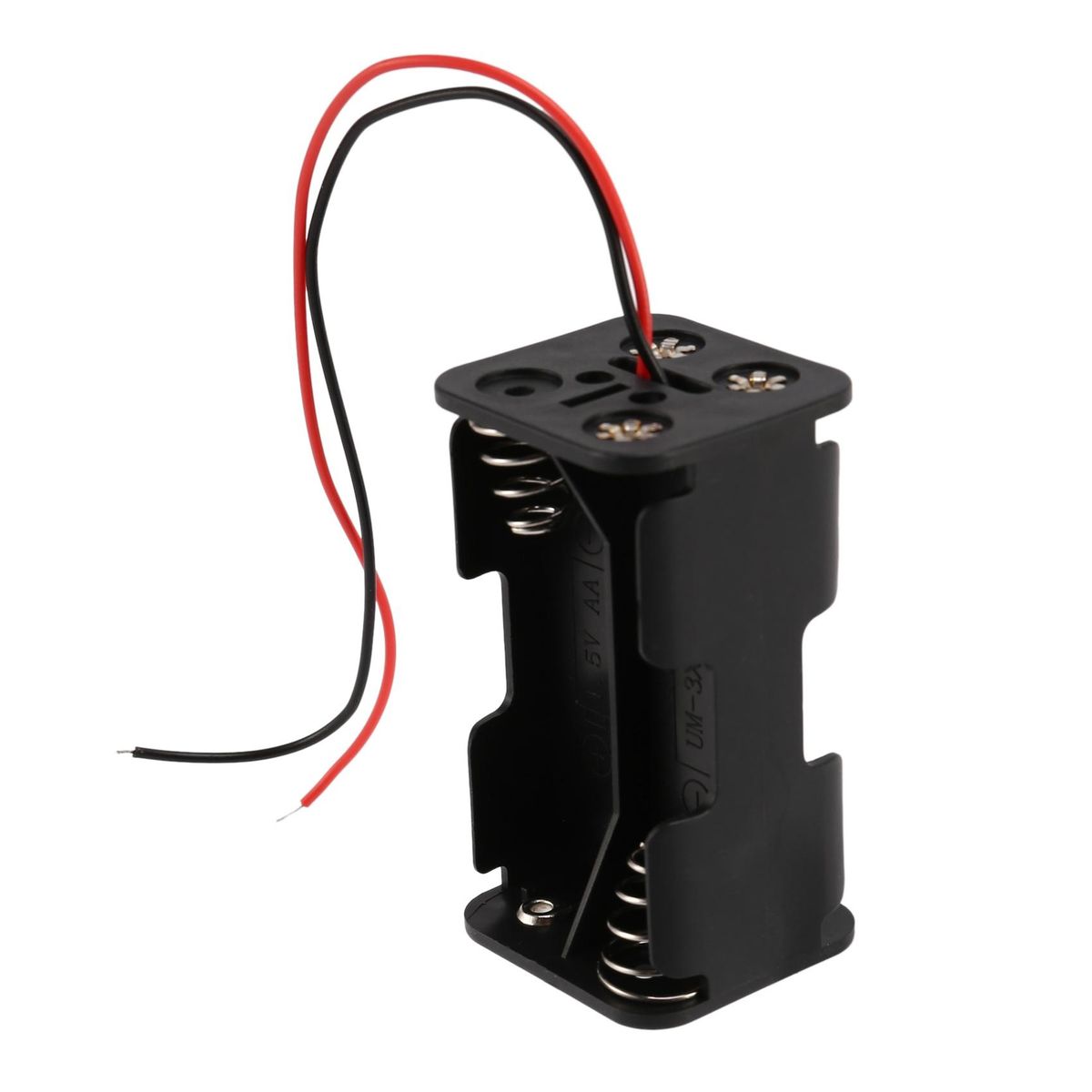 Black Tow Layers 4 x 1.5V AA Battery Holder Case Box w Wire
