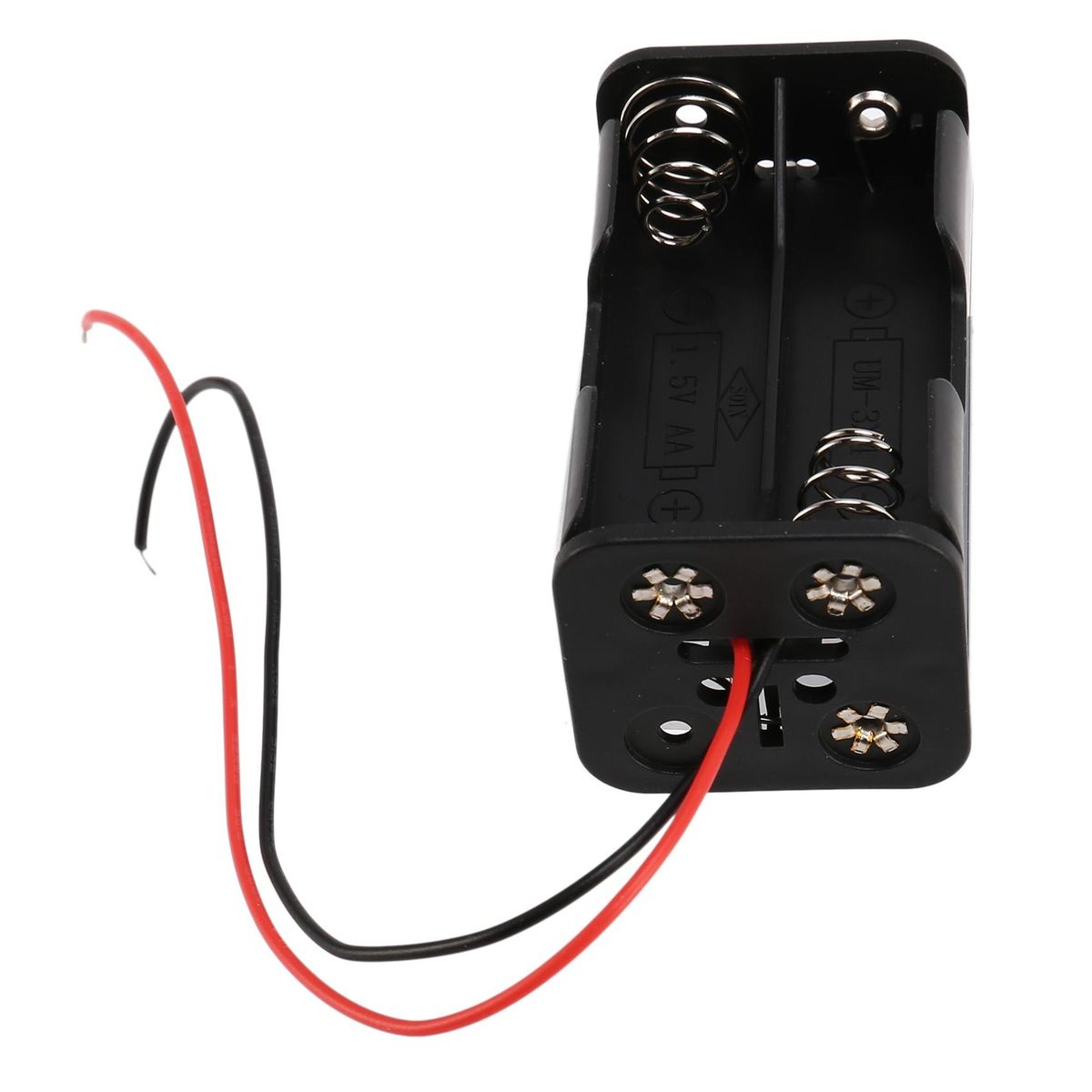 Black Tow Layers 4 x 1.5V AA Battery Holder Case Box w Wire