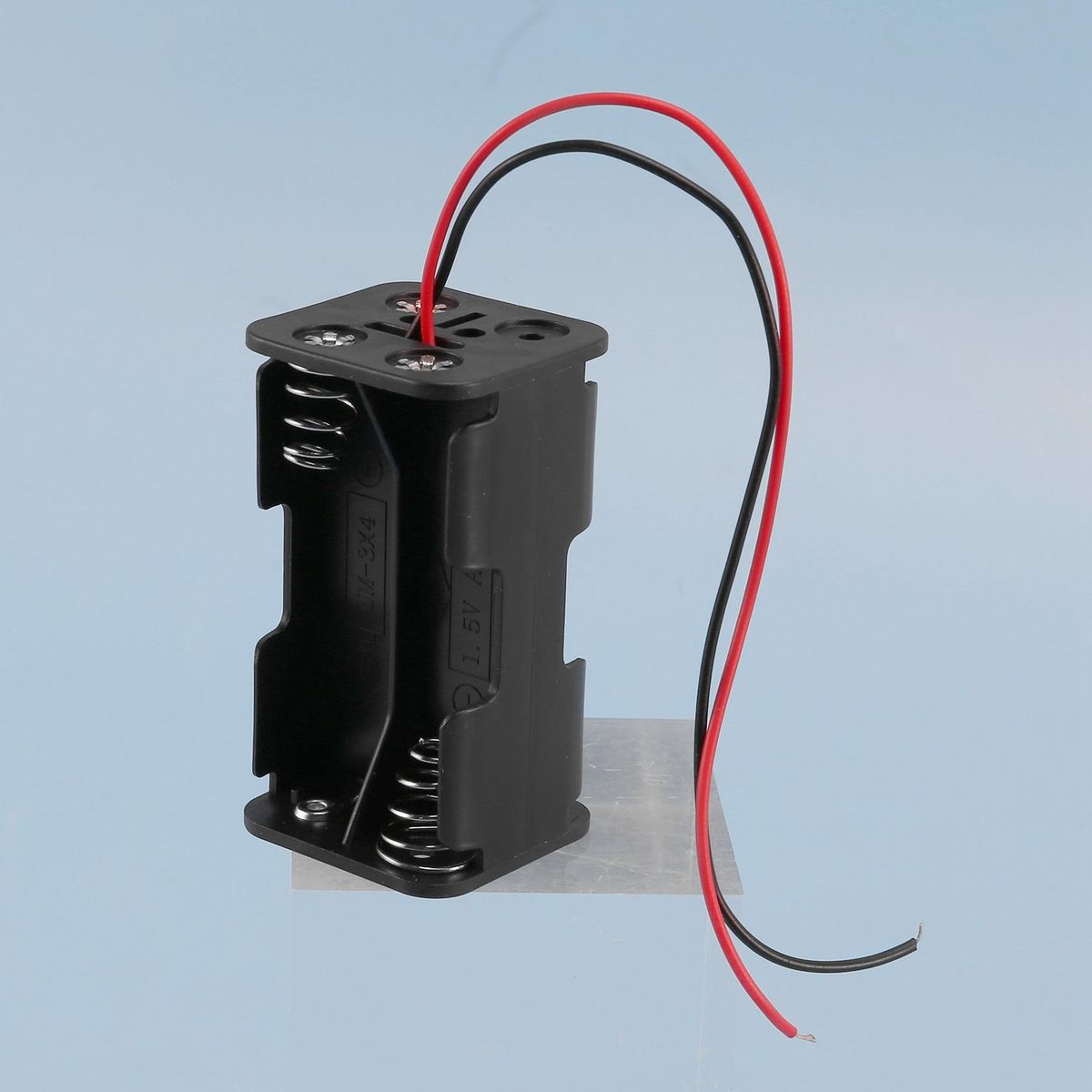 Black Tow Layers 4 x 1.5V AA Battery Holder Case Box w Wire