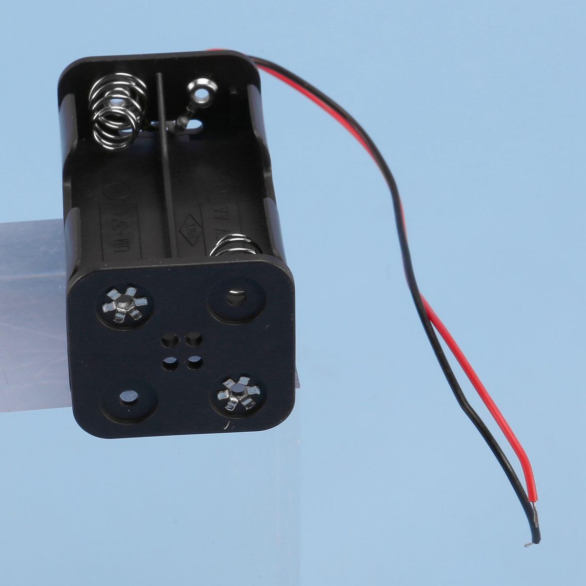 Black Tow Layers 4 x 1.5V AA Battery Holder Case Box w Wire
