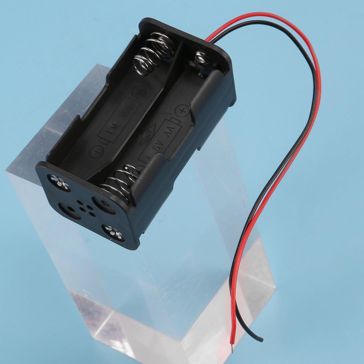 Black Tow Layers 4 x 1.5V AA Battery Holder Case Box w Wire