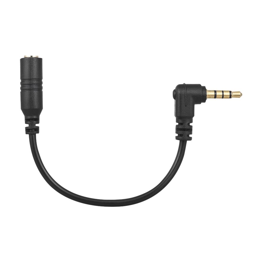 EY-S04 3.5mm 3 Pole TRS Female To 4 Pole TRRS Male 90 Degree Right Angled Microphone Adapter Cable Audio Stereo Mic Converter For IPad IPhone Samsung Huawei Smartphone
