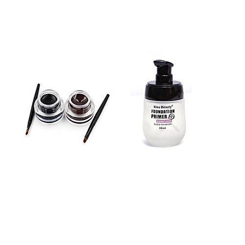 24hrs Foundation Primer And Eyebrow & Eyeliner Gel(Black & Brown)