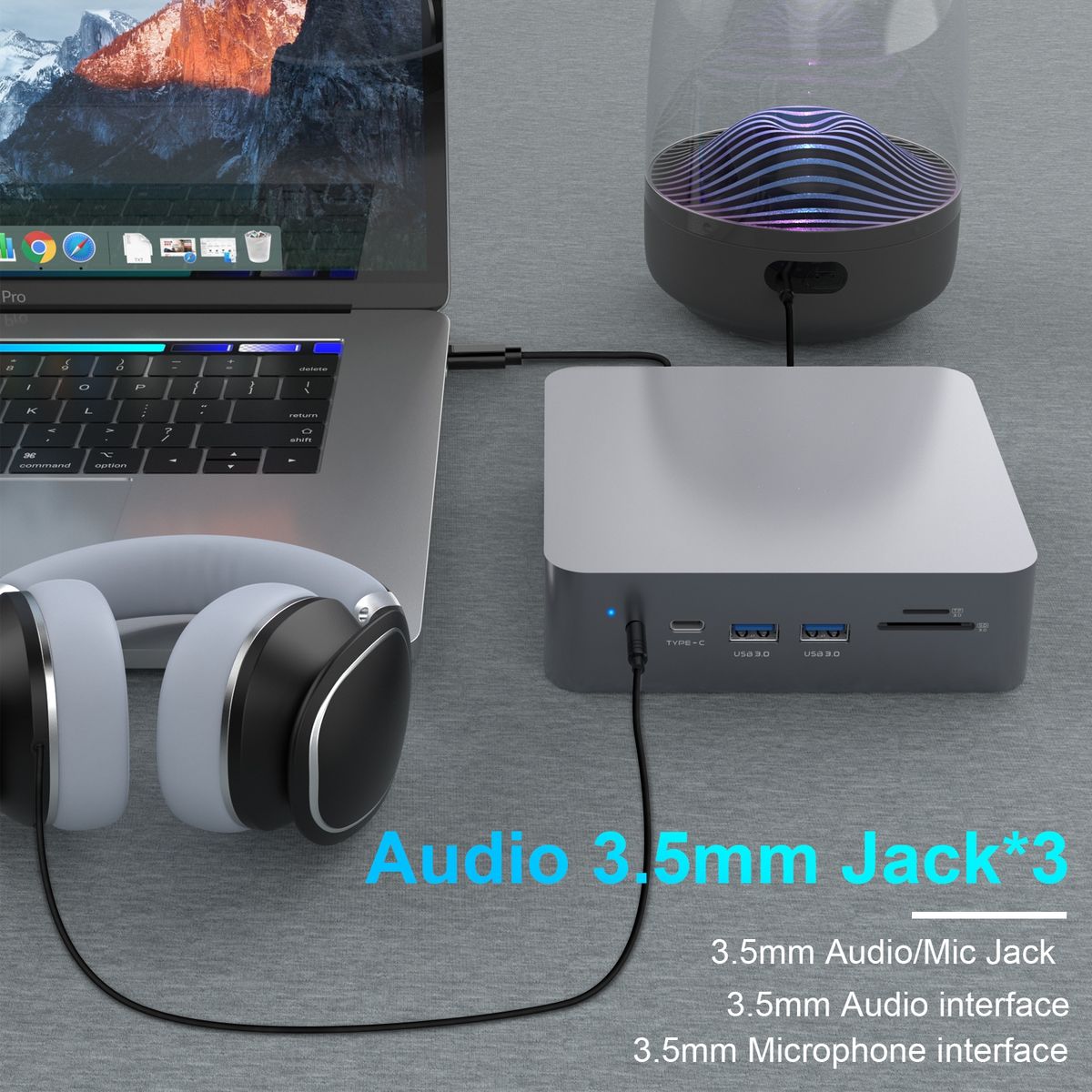HC470 19-In-1 Laptop Docking Station Dual Monitor For M1Book Pro/Air , US Plug