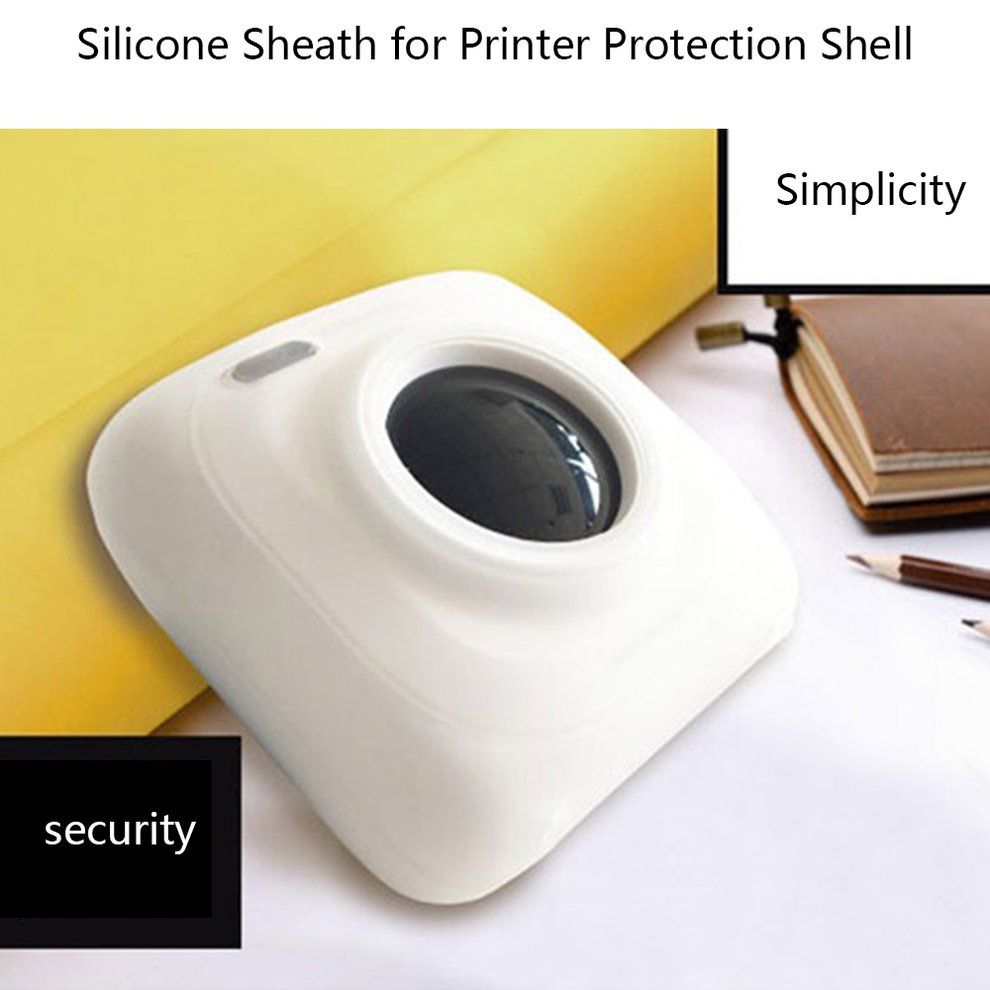 Portable Instant Photo Printer Thermal Printers Protective Case Silicone Case-white