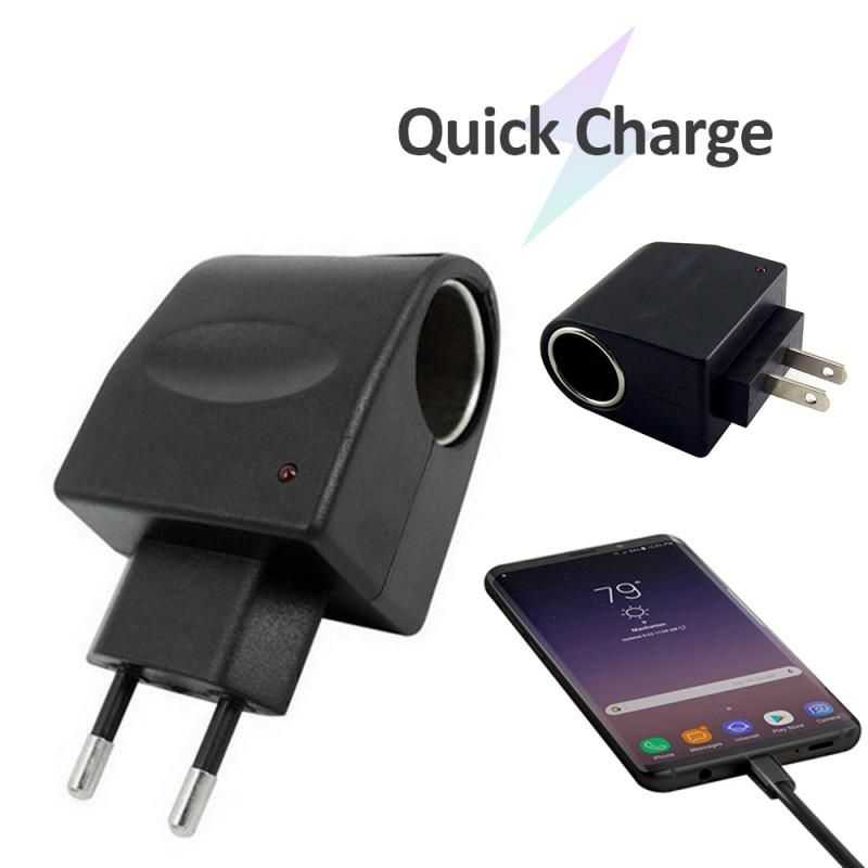 （EU）Car Cigarette  Adapter AC 220V To DC 12V EU US Plug Converter Wall Power Socket Plug Adapter Auto Converter Car Accessory