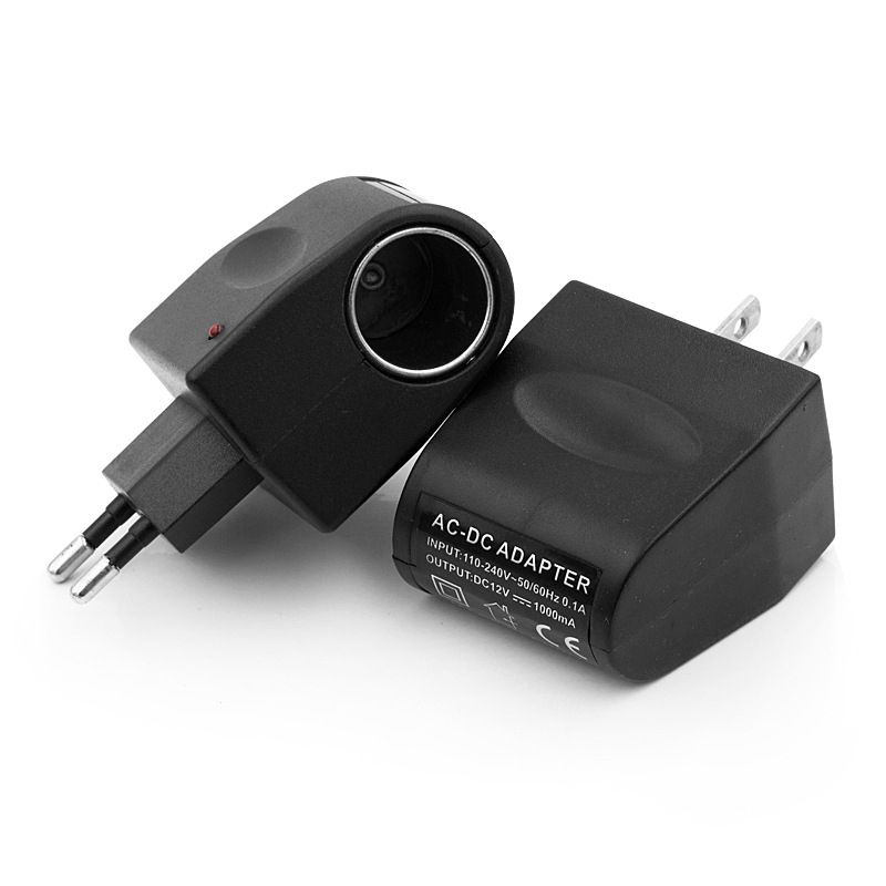 （EU）Car Cigarette  Adapter AC 220V To DC 12V EU US Plug Converter Wall Power Socket Plug Adapter Auto Converter Car Accessory