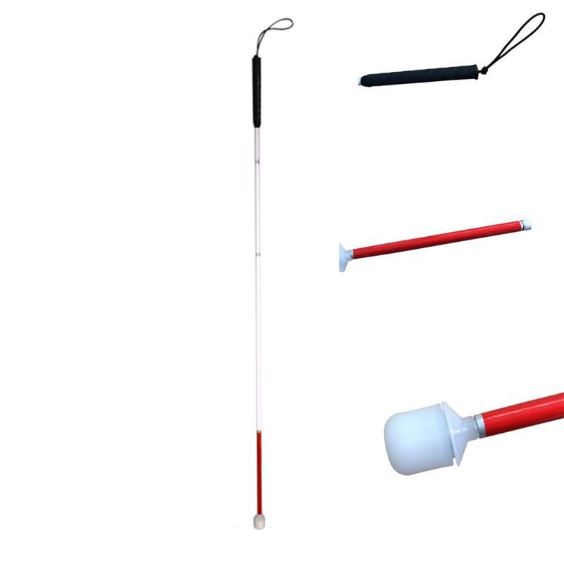 125cm White Head Angle 360 Rotating Wheel Blind Guide Cane
