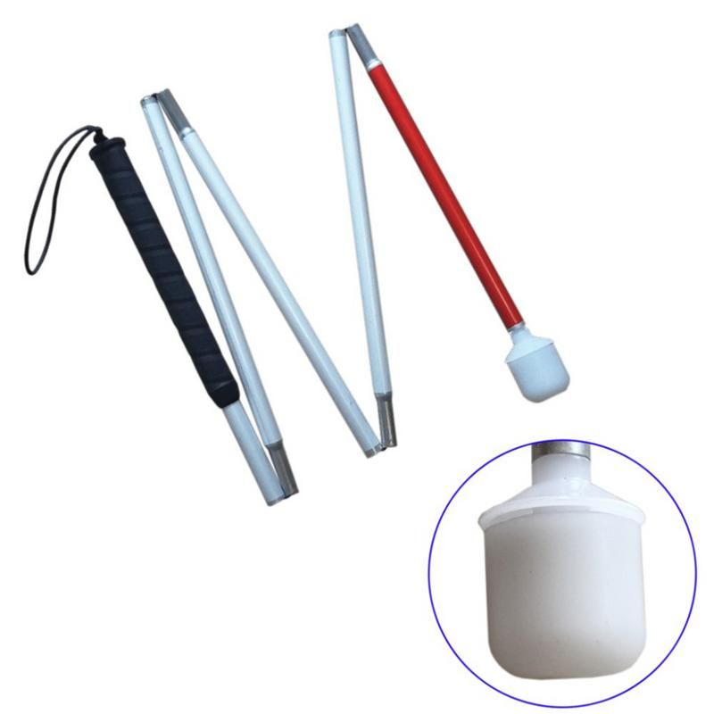 125cm White Head Angle 360 Rotating Wheel Blind Guide Cane