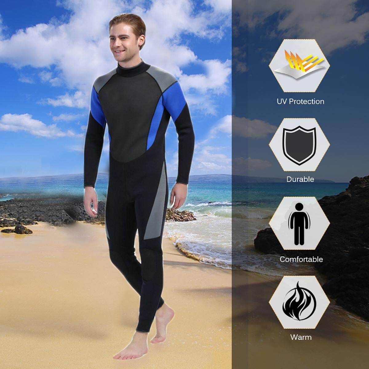 3MM MEN WetSuit Full Body Suit Super Stretch Diving Suit Swim Surf Snorkeling XL