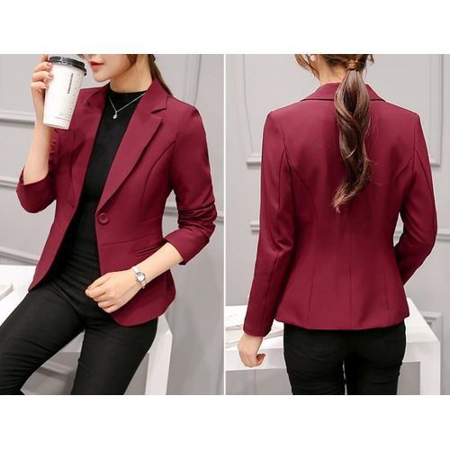 New Ladies Casual Wild Suit Long-sleeved Slim Slimming Short Coat-white