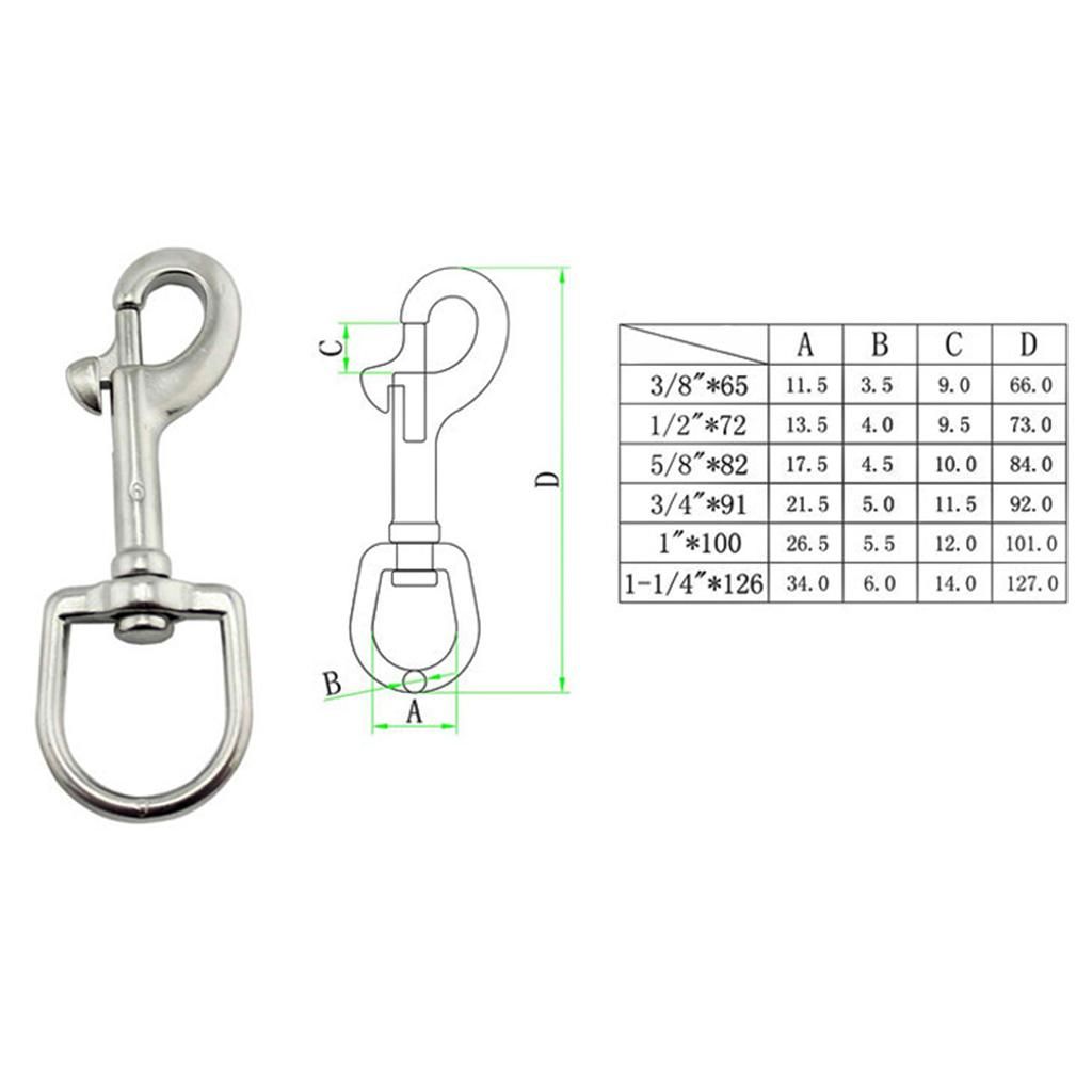Marine Grade 316 Stainless Steel Swivel Eye   Snaps For