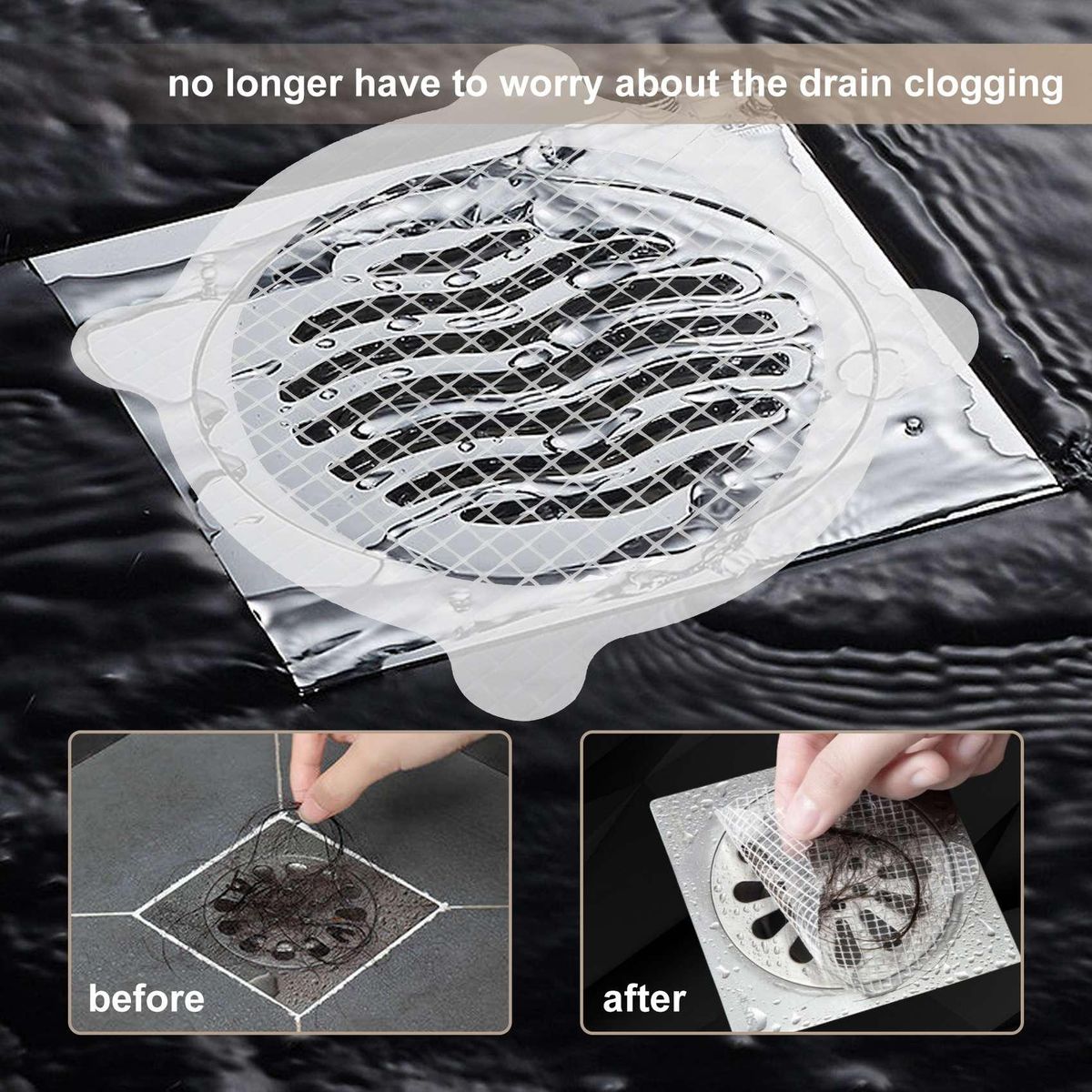 30 Pcs Disposable Shower Drain Hair Catcher Cover for Showers & Bathtubs Mesh Stickers Mesh Filter Sink Strainer Sticker