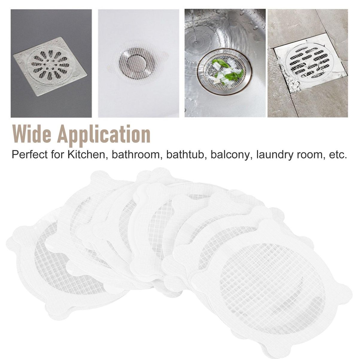 30 Pcs Disposable Shower Drain Hair Catcher Cover for Showers & Bathtubs Mesh Stickers Mesh Filter Sink Strainer Sticker