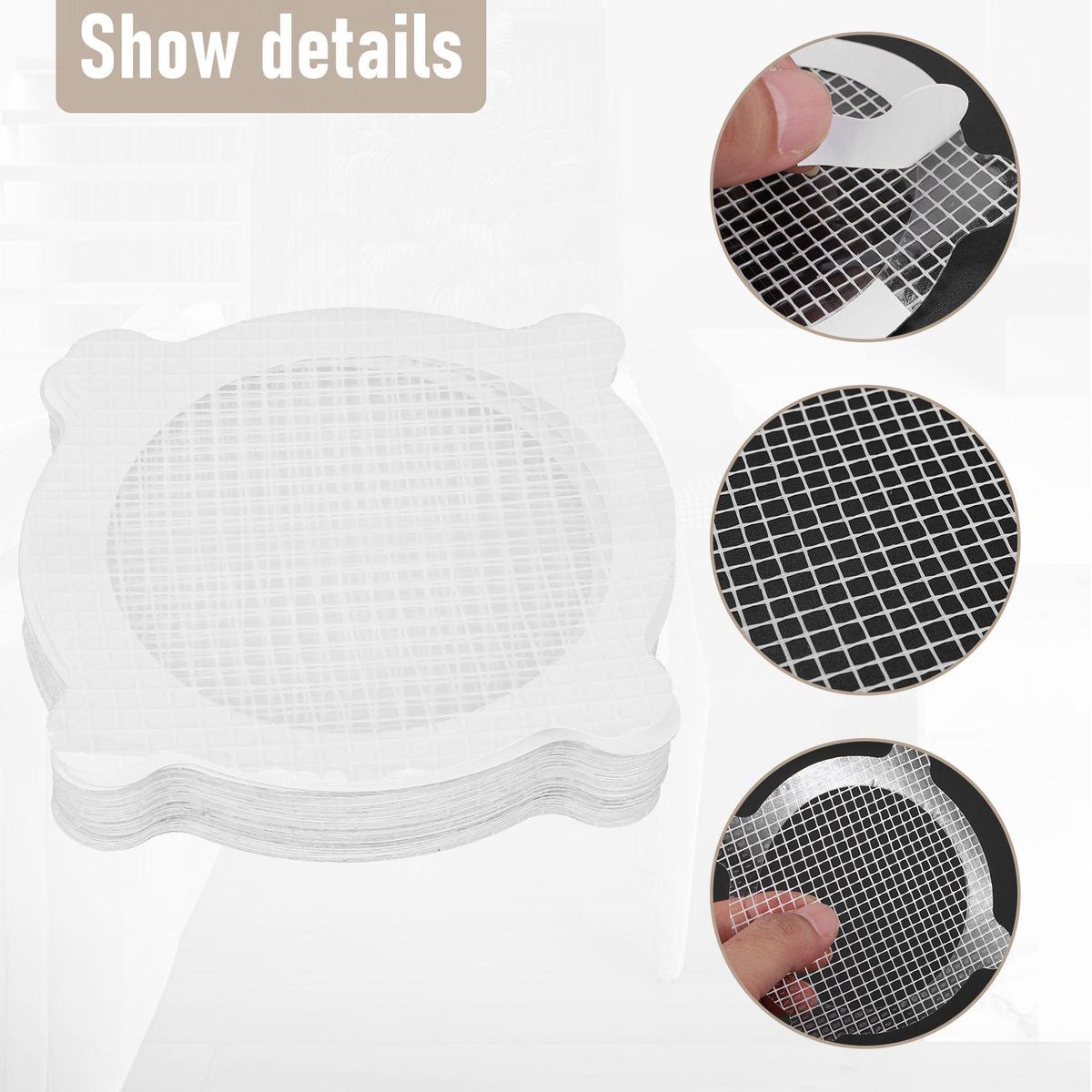 30 Pcs Disposable Shower Drain Hair Catcher Cover for Showers & Bathtubs Mesh Stickers Mesh Filter Sink Strainer Sticker