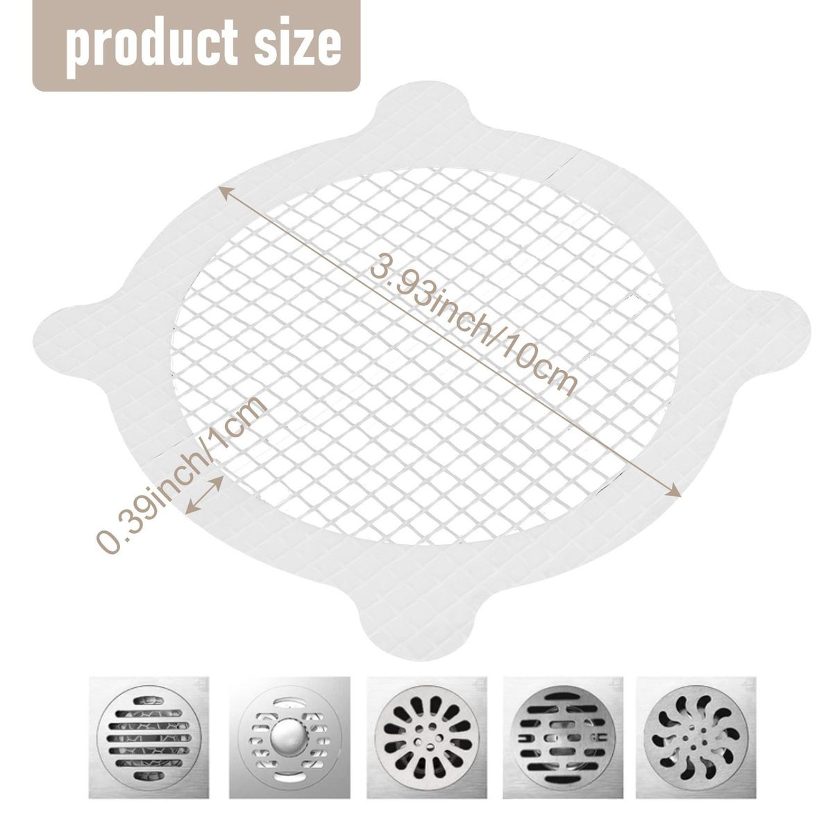 30 Pcs Disposable Shower Drain Hair Catcher Cover for Showers & Bathtubs Mesh Stickers Mesh Filter Sink Strainer Sticker