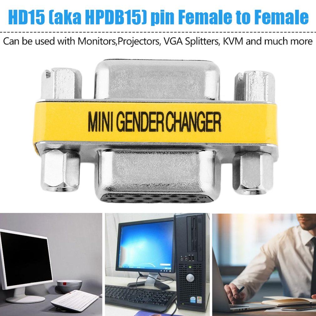 New Female To Female VGA HD15 Pin Gender Changer Convertor Adapter
