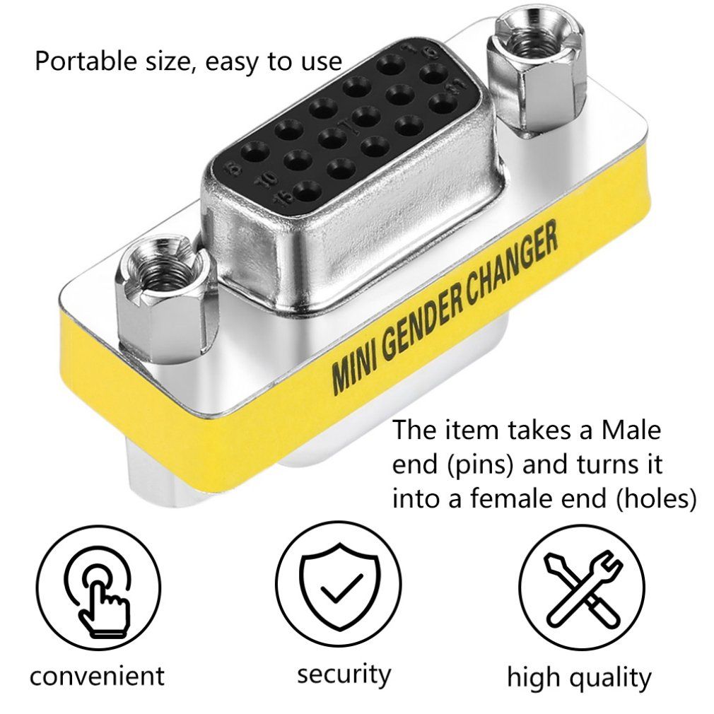New Female To Female VGA HD15 Pin Gender Changer Convertor Adapter