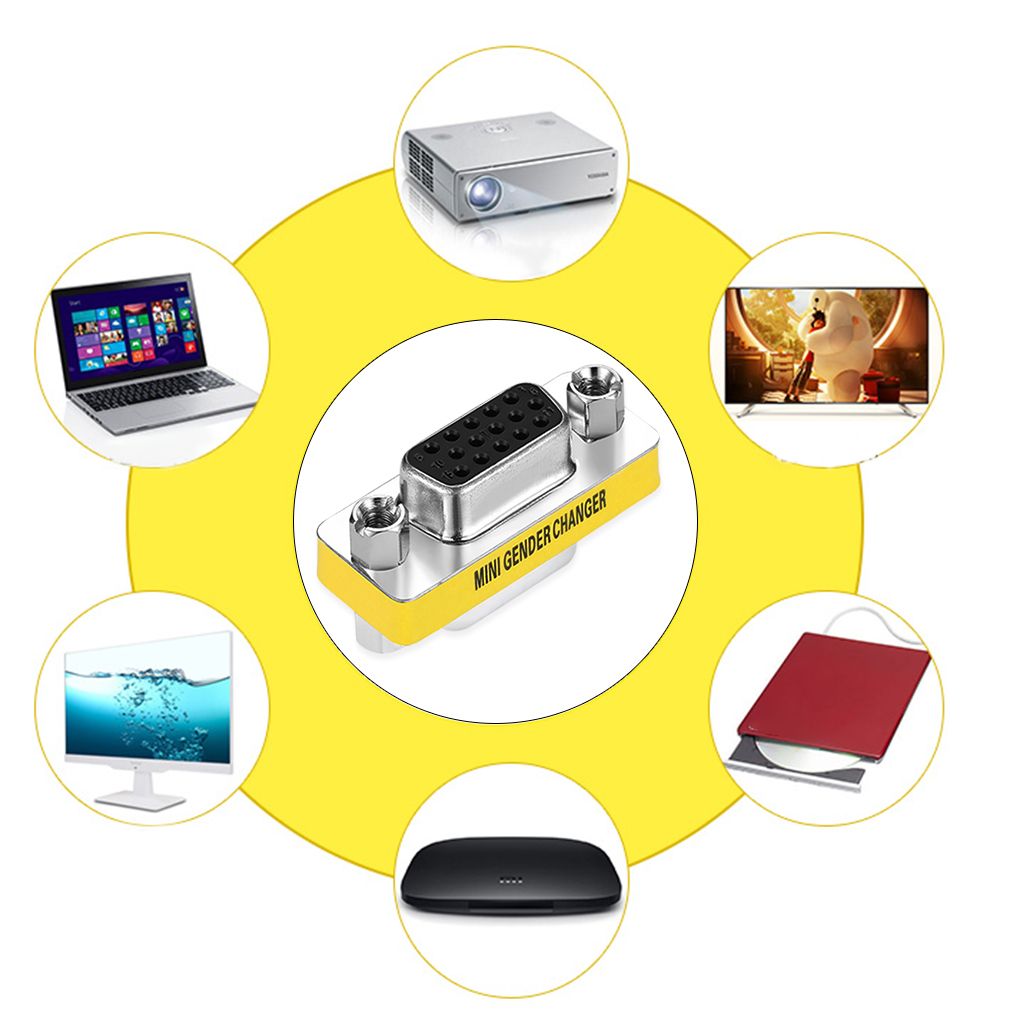 New Female To Female VGA HD15 Pin Gender Changer Convertor Adapter