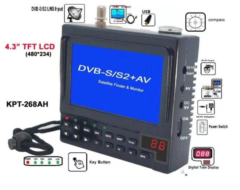 KPT268AH MPEG4 HD Sate Finder & CCTV Multifunctional Monitor