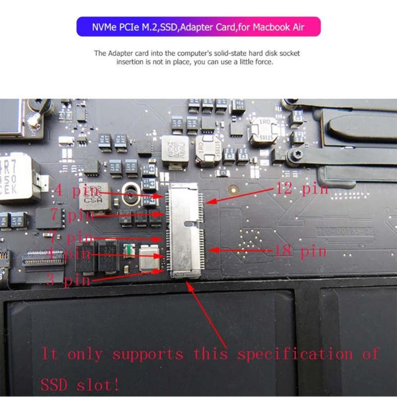 NVMe PCIe M.2 SSD Adapter Card For MacBook Air Pro A1398-