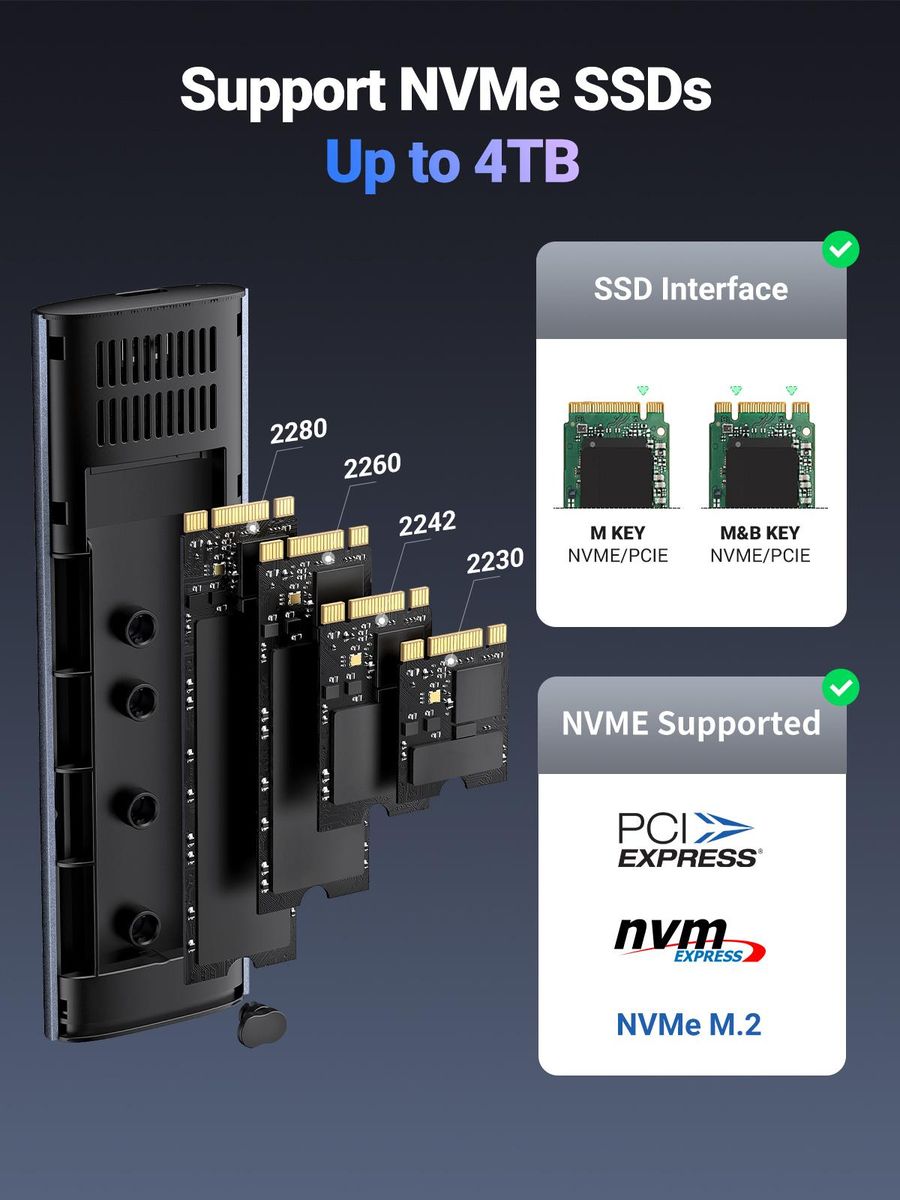M.2 NVME SSD Enclosure 10Gbps Hard Driver Enclosure M-B Key
