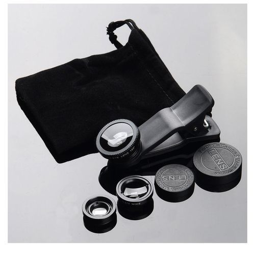 Wide-angle Macro 3-in-1 External Lens Mobile Phone Lens Telescope Lens Black