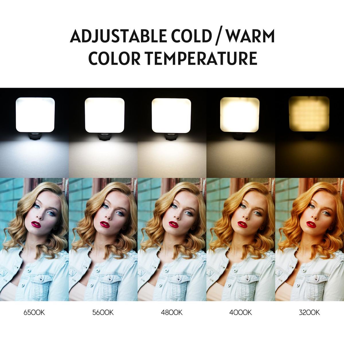 Andoer KM-72B Mini LED Video Light RGB Color Multifunctional LED On-Camera Fill-in Light with Cold Shoe and Type-C Power Port Adjustable Color Temperature Compatible with Canon Nikon Sony Cameas