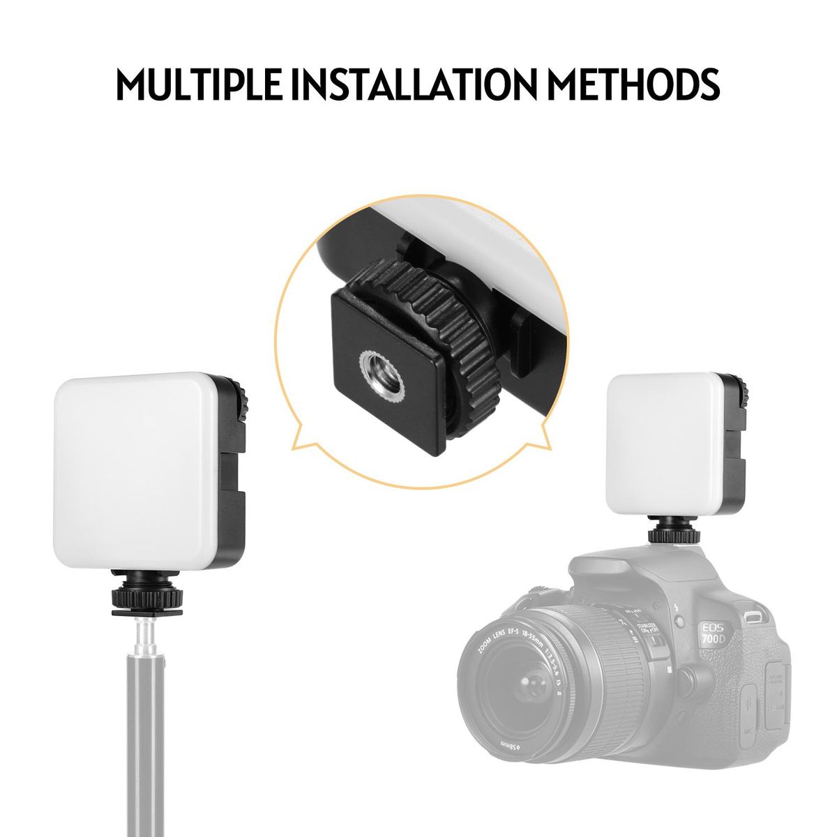 Andoer KM-72B Mini LED Video Light RGB Color Multifunctional LED On-Camera Fill-in Light with Cold Shoe and Type-C Power Port Adjustable Color Temperature Compatible with Canon Nikon Sony Cameas