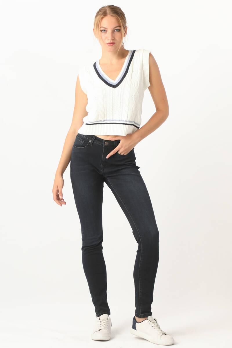 Women's Navy Blue Slim Fit Jeans