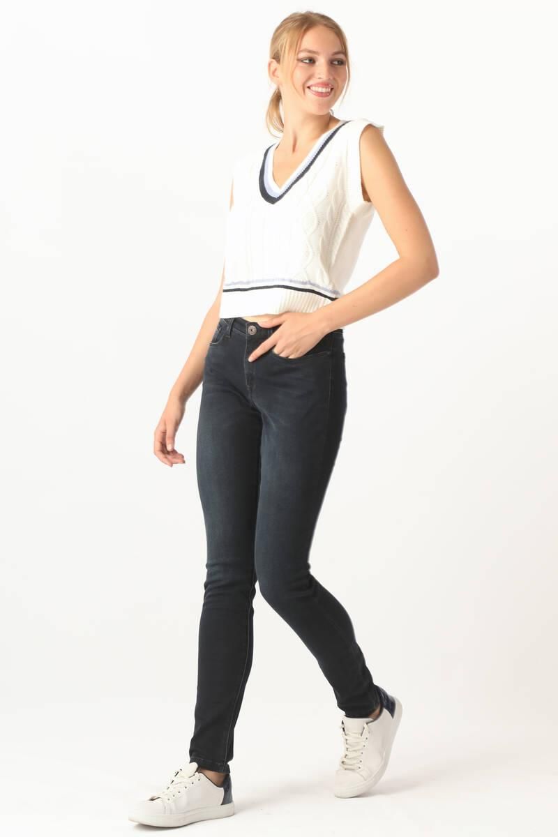 Women's Navy Blue Slim Fit Jeans