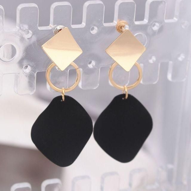 Vintage Statement Earrings White Geometric Long Dangle Earrings for Women