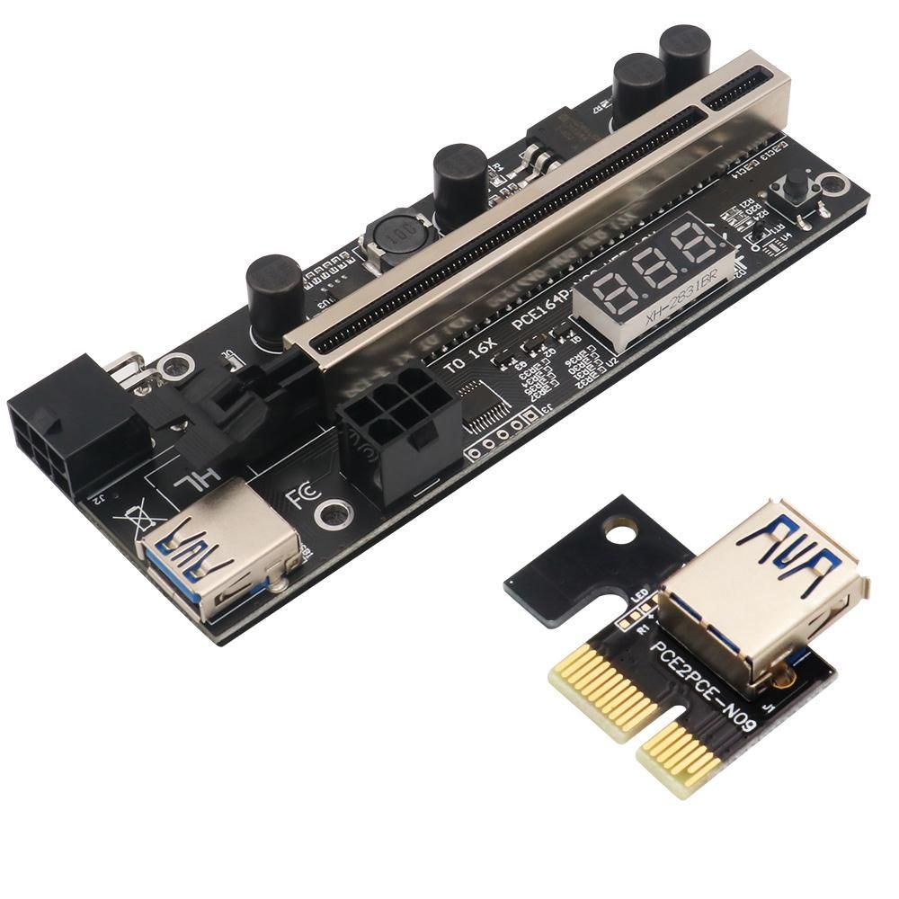2Pack PCIE Riser 1X to 16X Graphic Extension with Temperatur