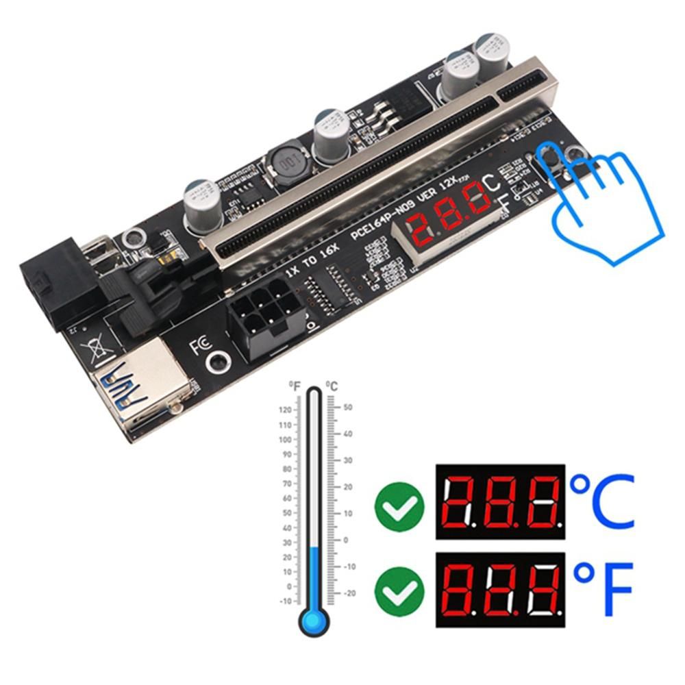 2Pack PCIE Riser 1X to 16X Graphic Extension with Temperatur