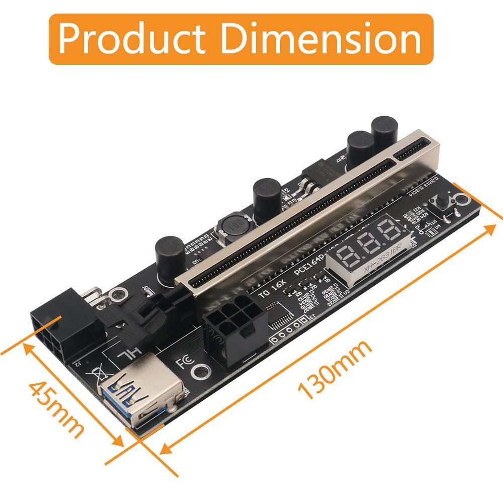 2Pack PCIE Riser 1X to 16X Graphic Extension with Temperatur