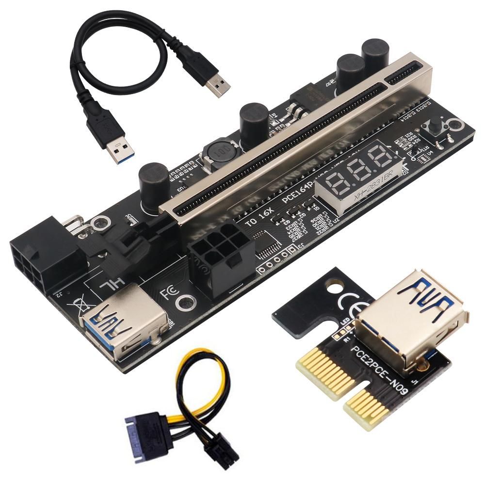 2Pack PCIE Riser 1X to 16X Graphic Extension with Temperatur