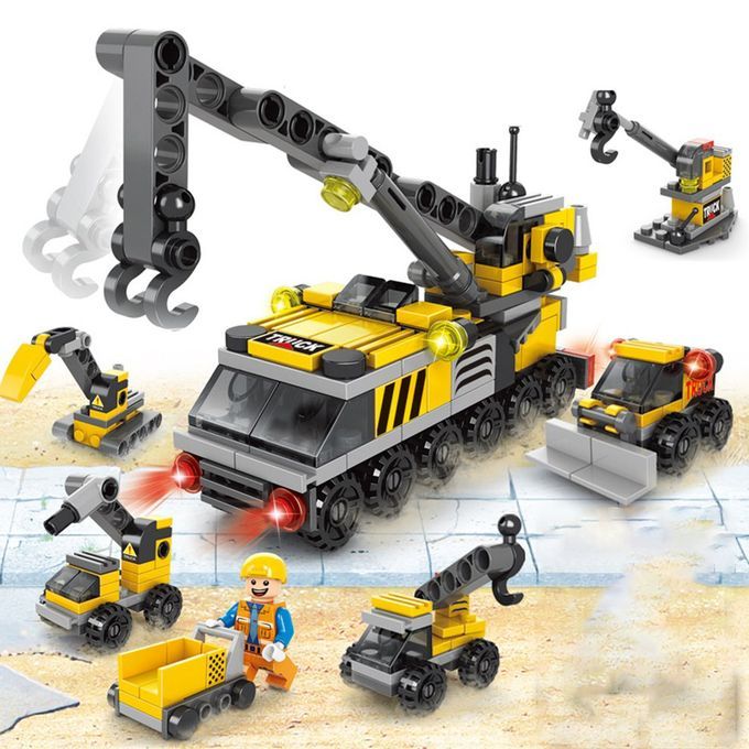 Fire Fighting 6in1 Tru Ks Tank Navy Boat Building Blo Ks  Hildren Toys-8612-2