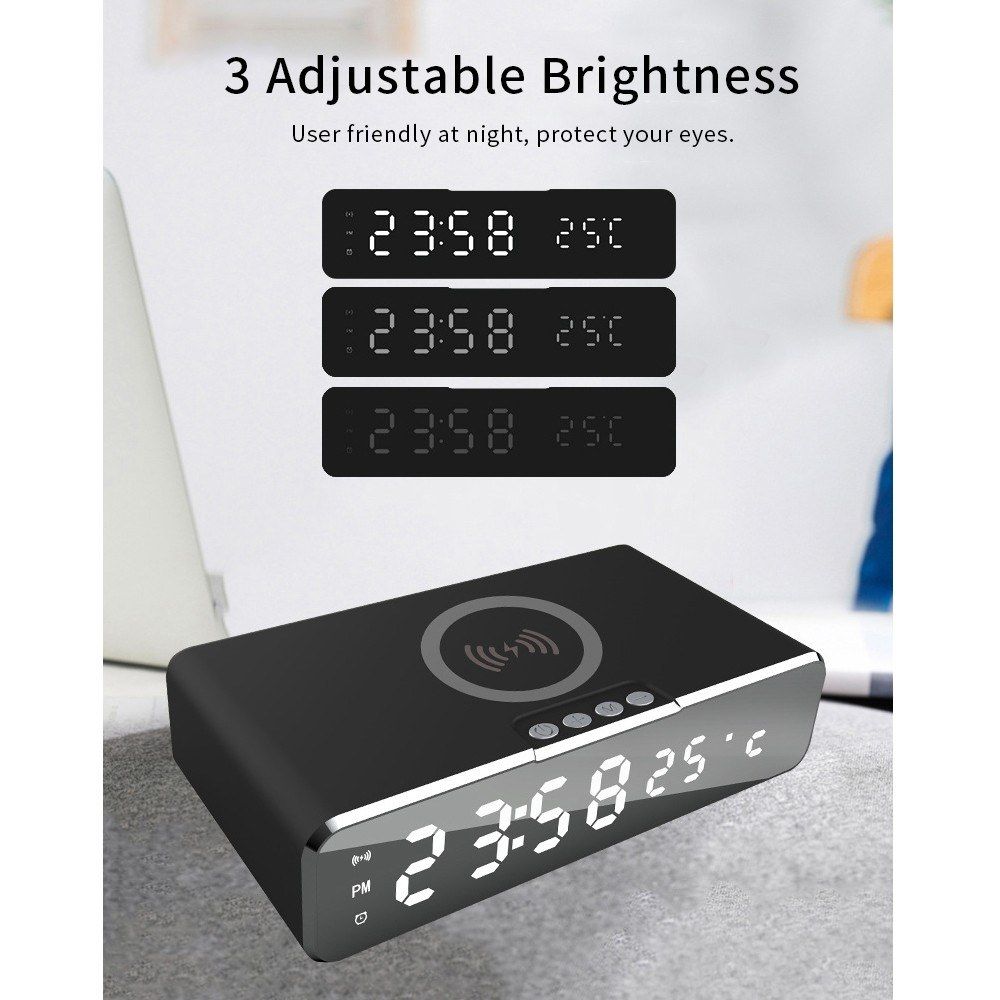 2-in-1 LEDs Alarm Clock And Charging Station Fast Wireless