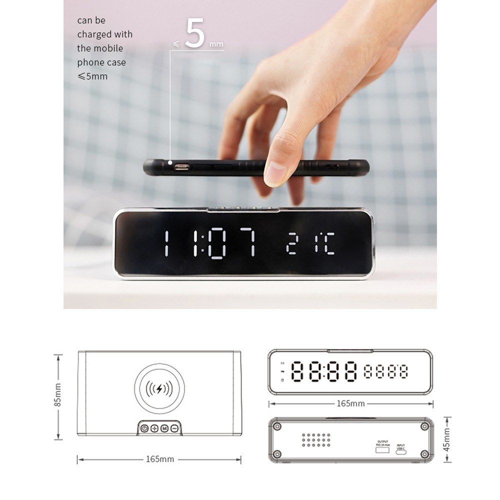 2-in-1 LEDs Alarm Clock And Charging Station Fast Wireless