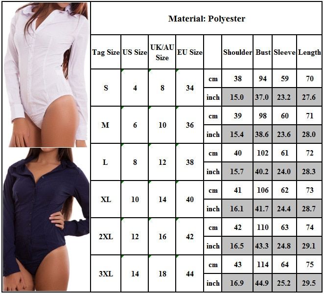 Women Bodysuits Long Sleeve V Neck Office Lady Shirts Body Tops Jumpsuit Autumn Solid Bodycon Button Bodysuits(#White)